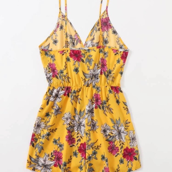 END OF SUMMER CLEARANCE! Plus NEW! Yellow Floral Romper - Picture 2 of 4
